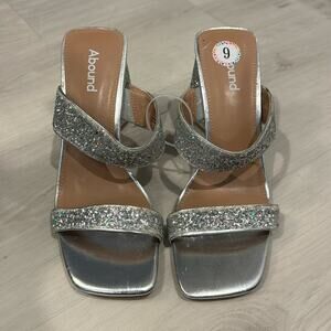 Abound NWOT Silver Glitter Heels Sandals